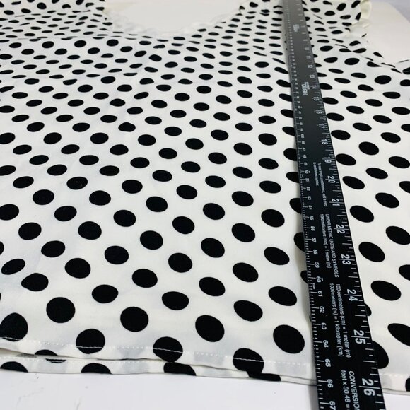 Express Womens Polka Dot Scalloped V Neck Blouse Size XL V Back Cap Sleeve Top - Picture 9 of 13
